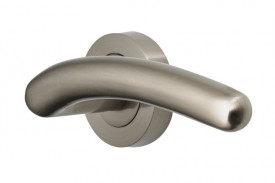 Door Handles Vision Designer Mira Lever on Round Rose Satin Nickel 5205 19.31